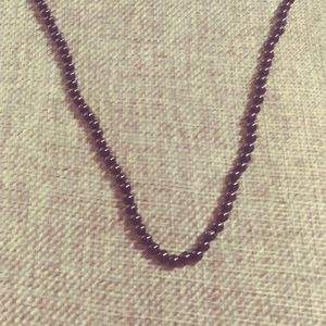 NWT-BLACK ONYX BEADED SILVER NECKLACE. 6mm./ 20"